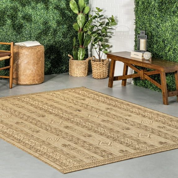 nuLOOM Jemma Tribal Bands Indoor/Outdoor Area Rug, 5' x 8', Beige