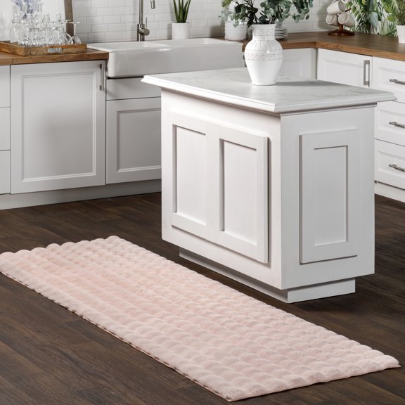 nuLOOM Jeni SuperiorWash Solid Faux Rabbit Machine Washable Area Rug, 2' 6" x 8', Runner, Jeni Blush