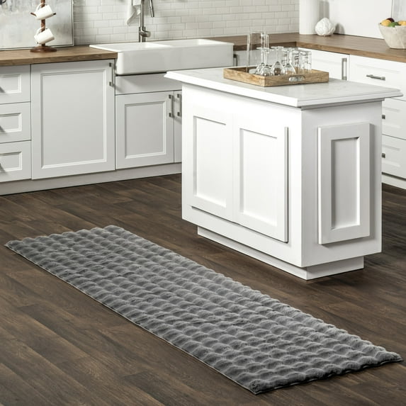 nuLOOM Jeni SuperiorWash Solid Faux Rabbit Machine Washable Area Rug, 2' 6" x 8', Runner, Jeni Dark Grey