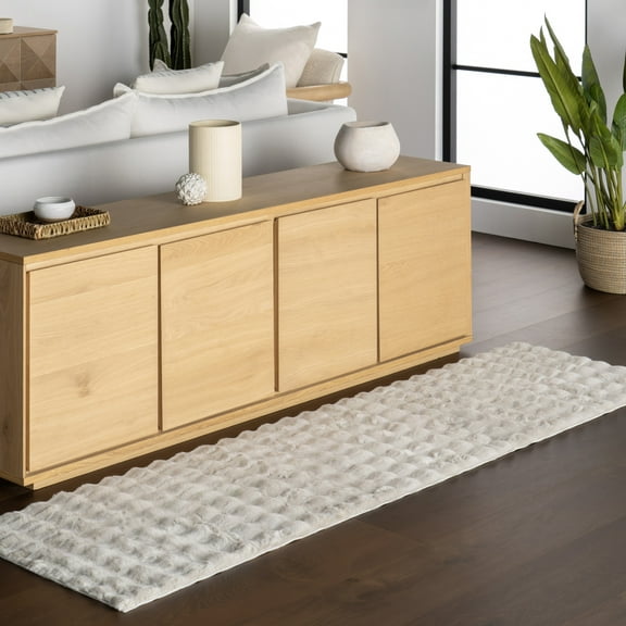 nuLOOM Jeni SuperiorWash Solid Faux Rabbit Machine Washable Area Rug, 2' 6" x 8', Runner, Jeni Grey
