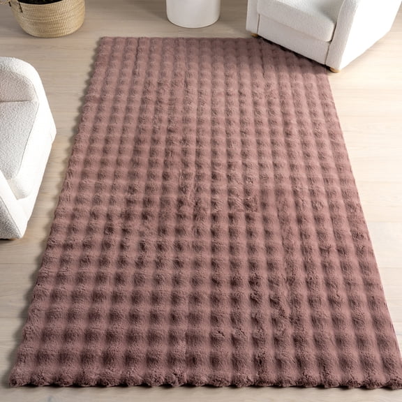 nuLOOM Jeni SuperiorWash Solid Faux Rabbit Machine Washable Area Rug, 5' x 8', Jeni Burgundy