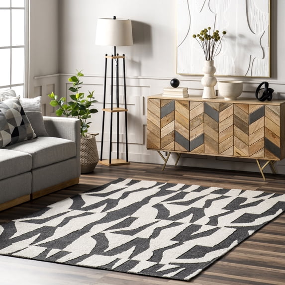 nuLOOM Jenice Handmade Modern Abstract Area Rug, 4' x 6', Charcoal