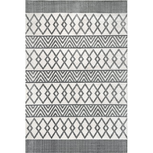 nuLOOM Jenna Banded Geometric Area Rug, 5' x 8', Light Grey - Walmart.com
