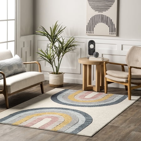 nuLOOM Jerri Double Half Rainbow Kids Area Rug, 5' 3" x 7' 7", Jerri Beige