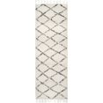 thumbnail image 1 of nuLOOM Jessie Moroccan Lattice Tassel Shag Runner Rug, 2' 6" x 16', Off White, 1 of 2