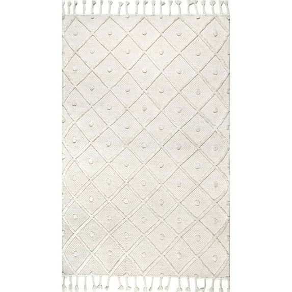 nuLOOM Jinny Trellis Wool Area Rug, 5' x 8', Ivory