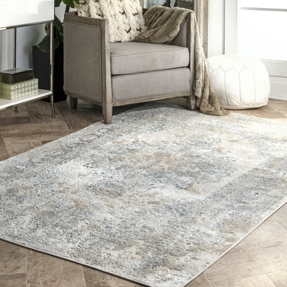 nuLOOM Jodee Vintage Medallion Area Rug, 5' x 5', Square, Jodee Silver