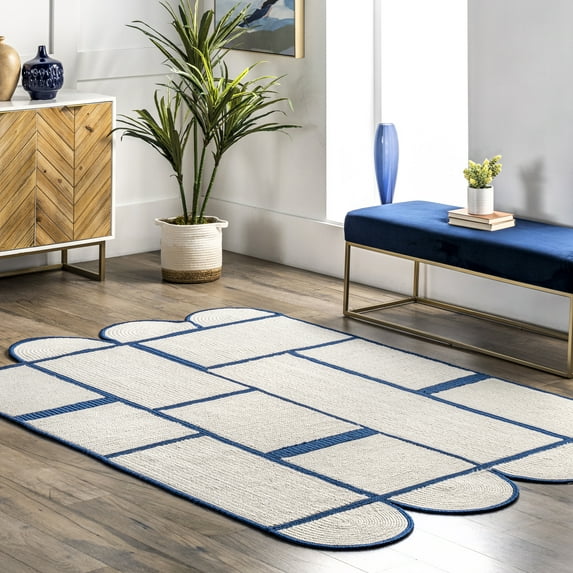 nuLOOM Jolynn Modern Braided Shapes Area Rug, 5' x 8', Blue