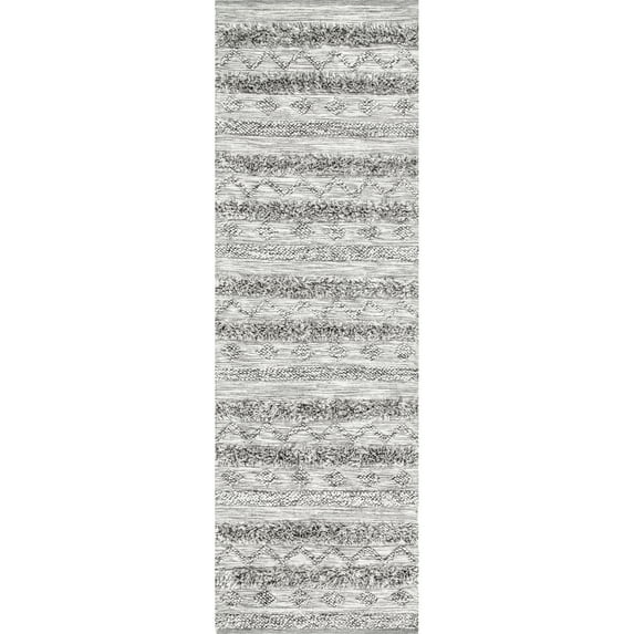 nuLOOM Josiah High Low Tribal Runner Rug, 2' 6" x 8', Gray