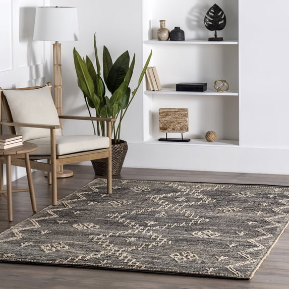 nuLOOM Julianne Handmade High-Low Jute Moroccan Area Rug, 2' x 3', Beige