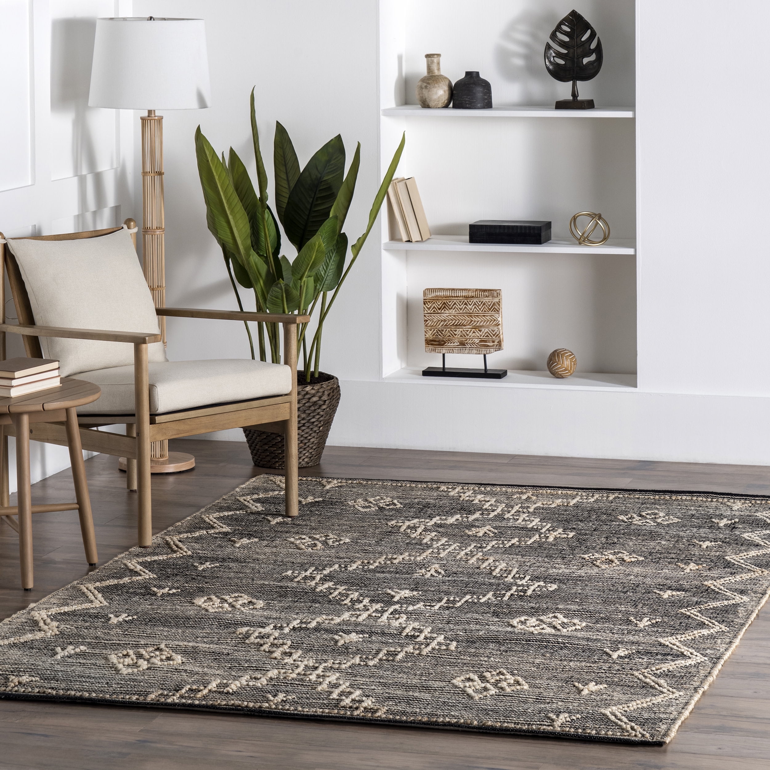 nuLOOM Julianne Handmade High-Low Jute Moroccan Area Rug, 7' 6" x 9' 6", Beige