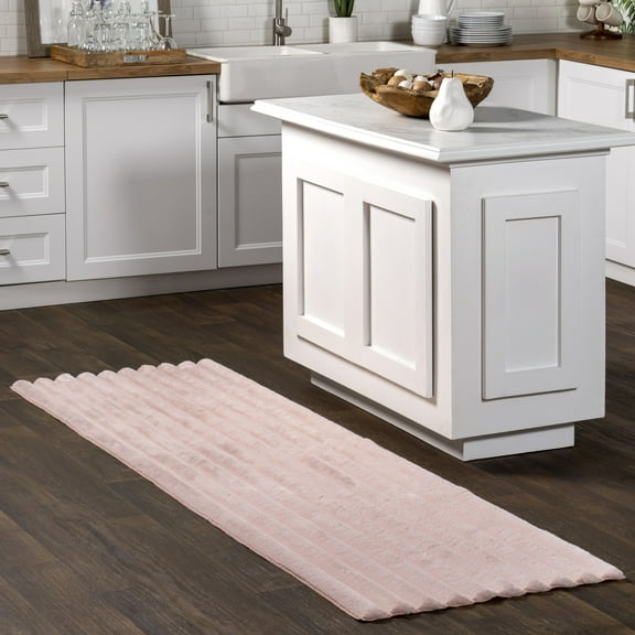 nuLOOM Kai SuperiorWash Stripe Faux Rabbit Machine Washable Area Rug, 2' 6" x 8', Runner, Kai Blush
