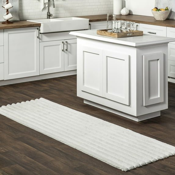 nuLOOM Kai SuperiorWash Stripe Faux Rabbit Machine Washable Area Rug, 2' 6" x 8', Runner, Kai Off-white