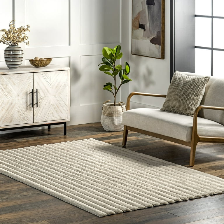 nuLOOM 6 x 9 Blue Indoor Stripe Handcrafted Area Rug nuLOOM 6 x 9 Blue Indoor Stripe Handcrafted Area Rug