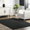 thumbnail image 1 of nuLOOM Kai SuperiorWash Stripe Faux Rabbit Machine Washable Area Rug, 7' 6" x 9' 6", Kai Charcoal, 1 of 6