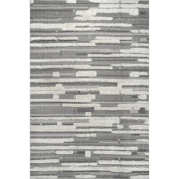 nuLOOM Kaira High Low Textured Shaggy Striped Area Rug, 7' 10" x 10', Gray