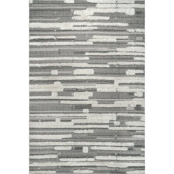 nuLOOM Kaira High Low Textured Shaggy Striped Area Rug, 8' 10" x 12', Gray