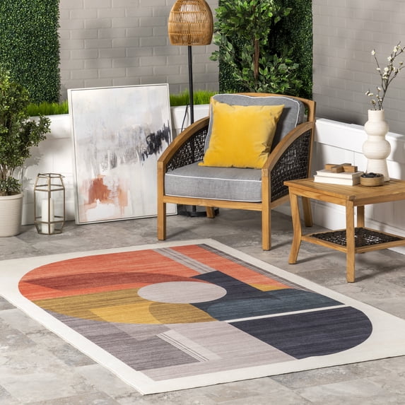 nuLOOM Kairi Abstract Machine Washable Indoor/Outdoor Area Rug, 8' x 10', Multicolor