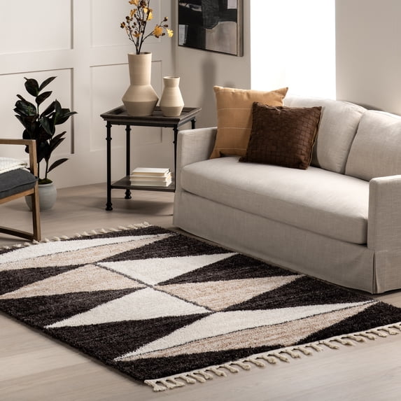 nuLOOM Kali Shaggy Diamond Tassel Area Rug, 3' x 5', Brown