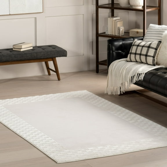 nuLOOM Kalina High-Low Checkered Bordered Area Rug, 4' x 6', Kalina Cream