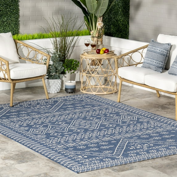 nuLOOM Kandace Tribal Indoor/Outdoor Area Rug, 10' x 14', Blue