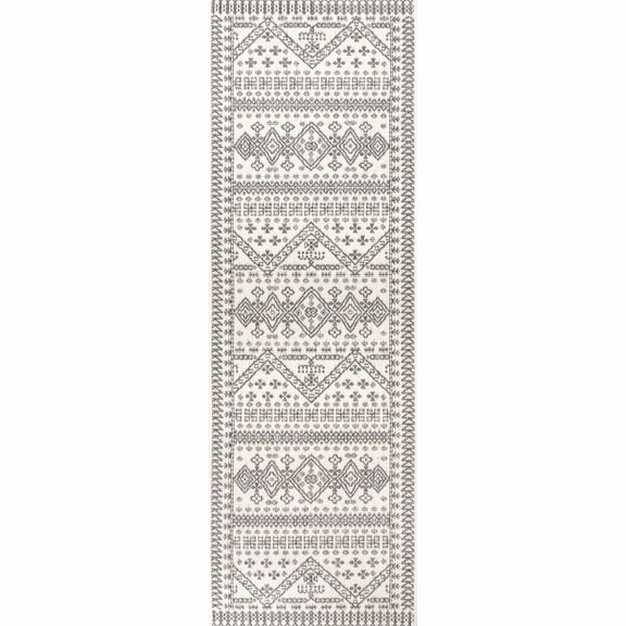 nuLOOM Kandace Tribal Indoor/Outdoor Runner Rug, 2' x 8', Ivory
