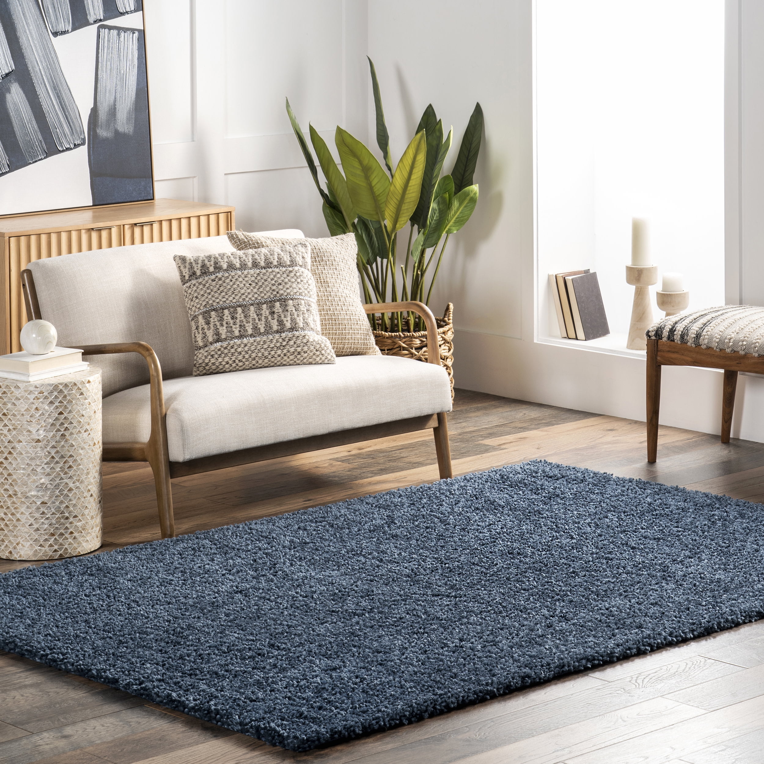 nuLOOM Kara Solid Shag Area Rug, 2' 8" x 8', Blue