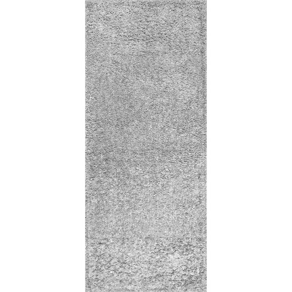 nuLOOM Kara Solid Shag Grey 2' 8" x 8' Casual Runner Rug