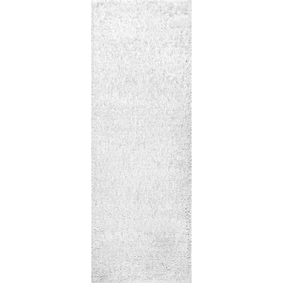 nuLOOM Kara Solid Shag Ivory 2' 8" x 6' Casual Runner Rug