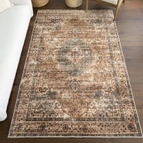 nuLOOM Karrigan Medallion SplashGuard Machine Washable Area Rug, 5' x 8', Karrigan Brown