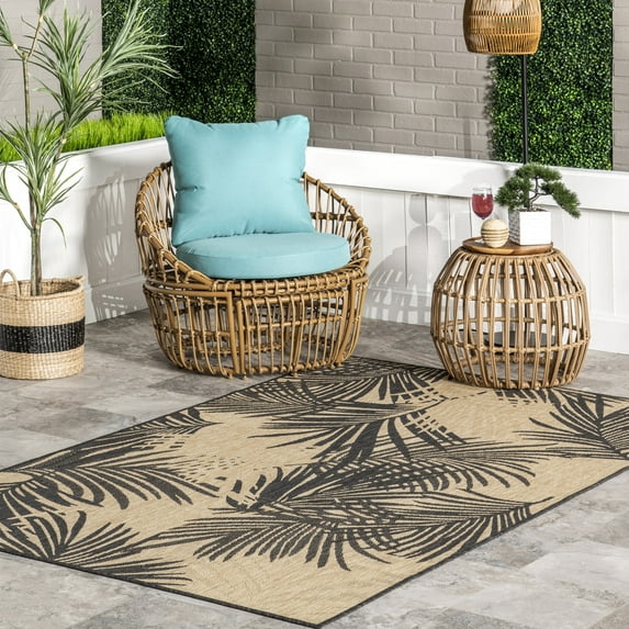 nuLOOM Kasia Areca Palm Indoor/Outdoor Area Rug, 5' x 8', Dark Gray