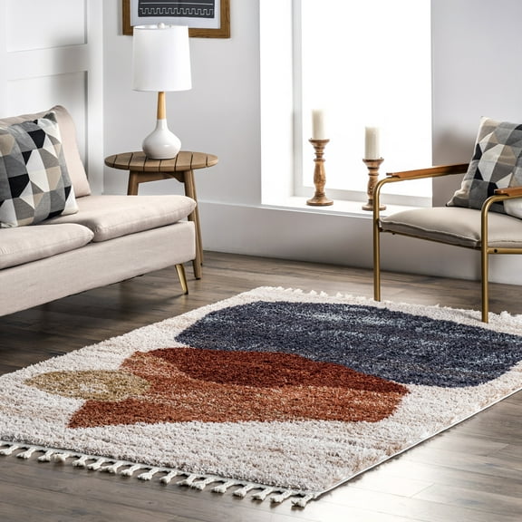 nuLOOM Kassidy Shaggy Contemporary Tassel Area Rug, 3' x 5', Blue