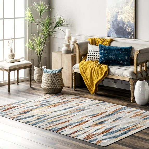 nuLOOM Katya Contemporary Waves Machine Washable Area Rug, 4' x 6', Multi