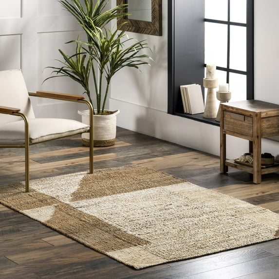 nuLOOM Katye Abstract Flatweave Jute Area Rug, 4' x 6', Natural