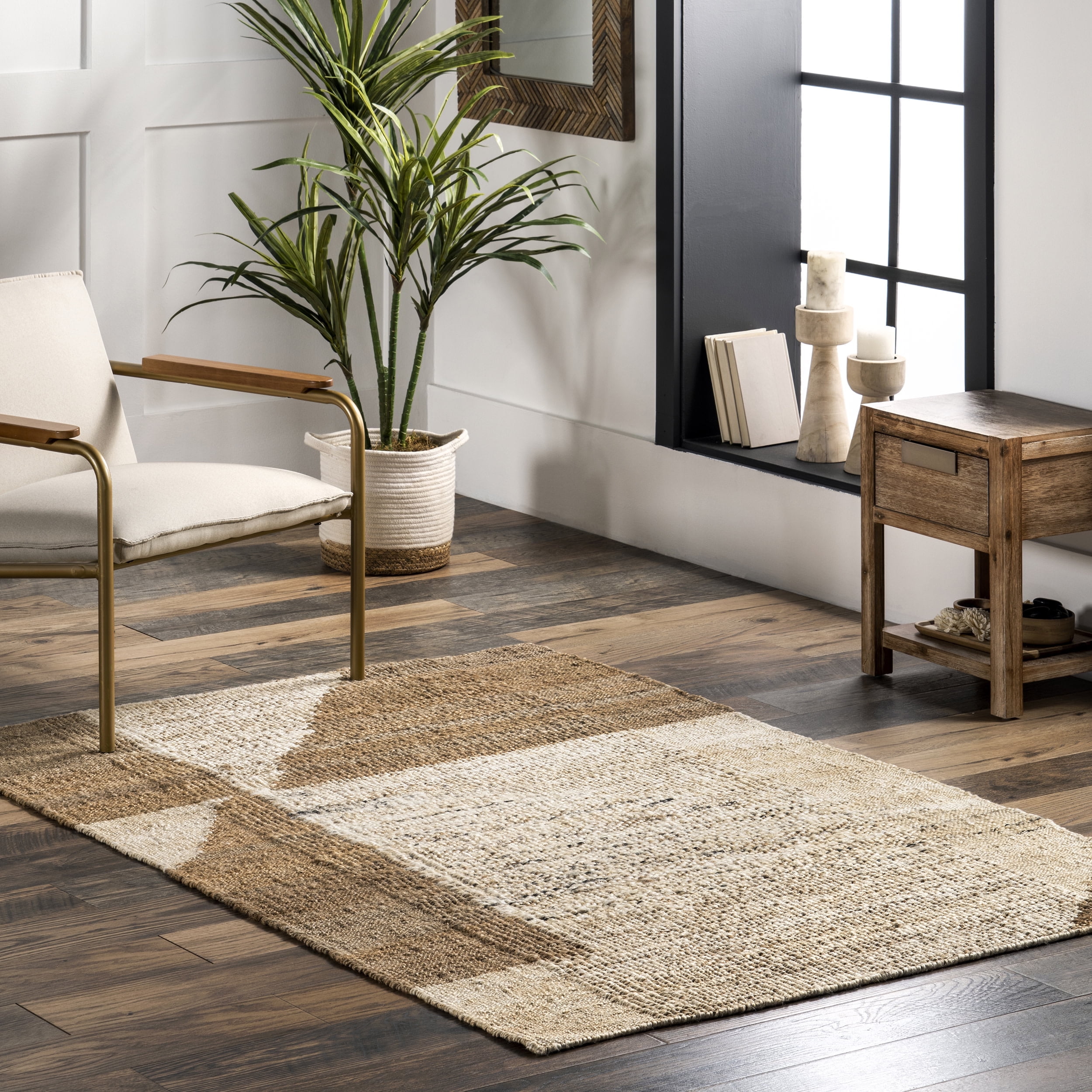 nuLOOM Katye Abstract Flatweave Jute Area Rug, 6' x 9', Natural