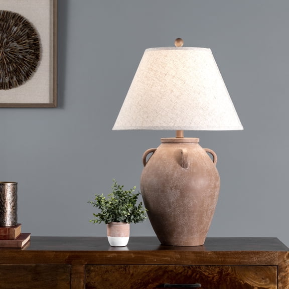 nuLOOM Kavala 29" Resin Table Lamp, 29" H x 18" W x 18" D, Beige