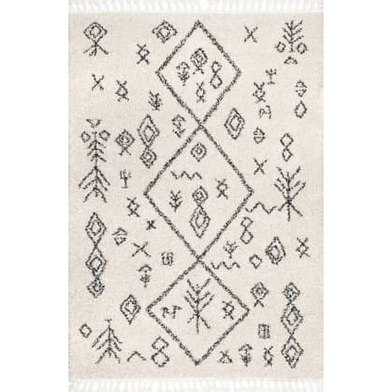 nuLOOM Kayla Moroccan Abstract Tassel Rug Area Rug or Runner