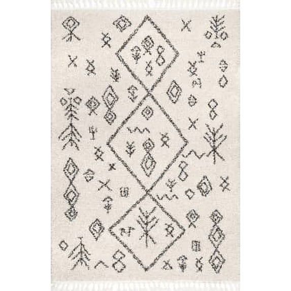 nuLOOM Kayla Moroccan Abstract Tassel Rug Area Rug or Runner