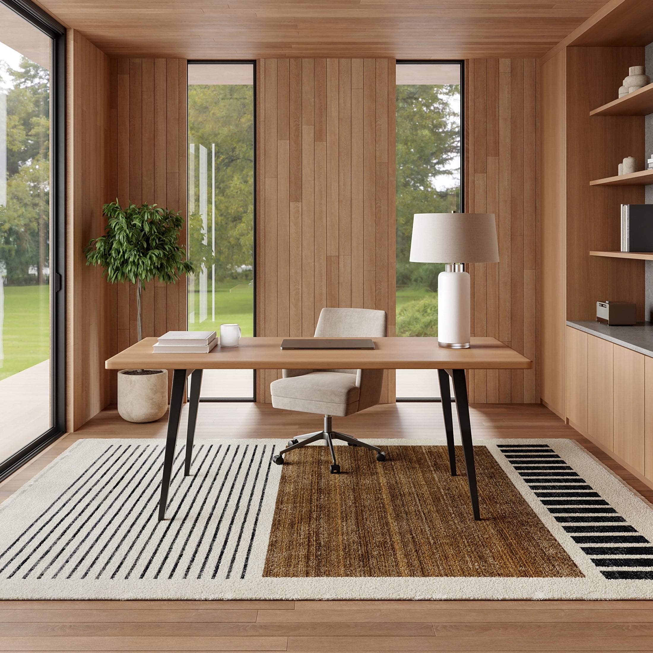 nuLOOM Keeva Modern Striped Fringe Area Rug, 3' 3" x 5', Keeva Beige