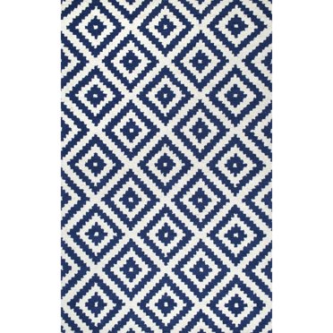 Surfboard - Navy Hibiscus Jellybean Accent Washable Rug 21