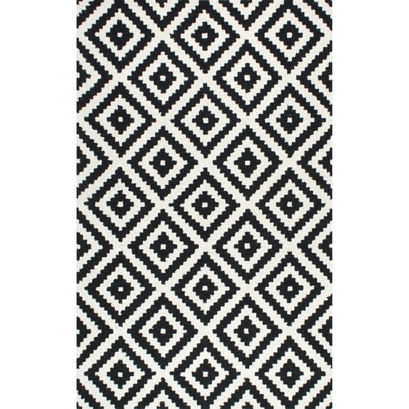 nuLOOM Kellee Contemporary Wool Area Rug, 8' x 11', Black