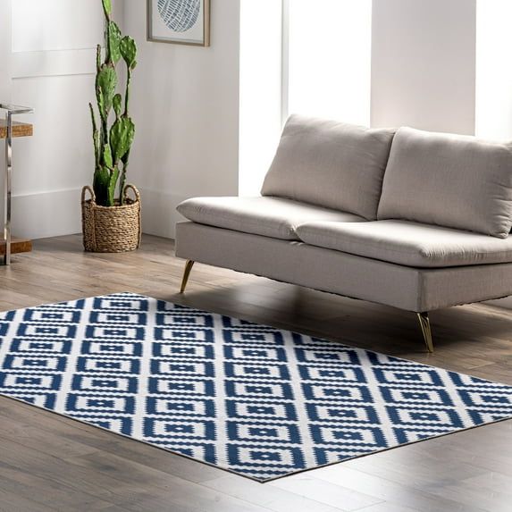 nuLOOM Kellee SpinClean Machine Washable Modern Diamonds Area Rug, 3' x 5', Kellees Blue