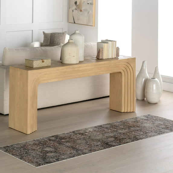 nuLOOM Keziah Vintage Medallion SplashGuard Machine Washable Area Rug, 2' 6" x 8', Runner, Keziah Grey