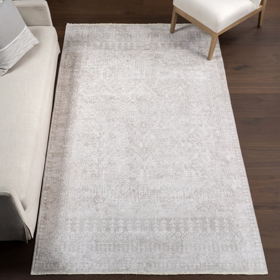 nuLOOM Khaleesi Medallion Machine Washable Area Rug, 4' x 6', Light Grey