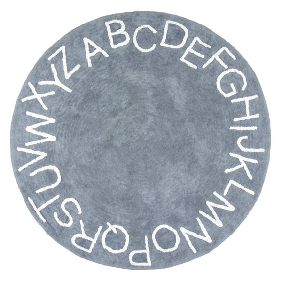 nuLOOM Kids Washable Round Alphabet Area Rug, 4', Blue