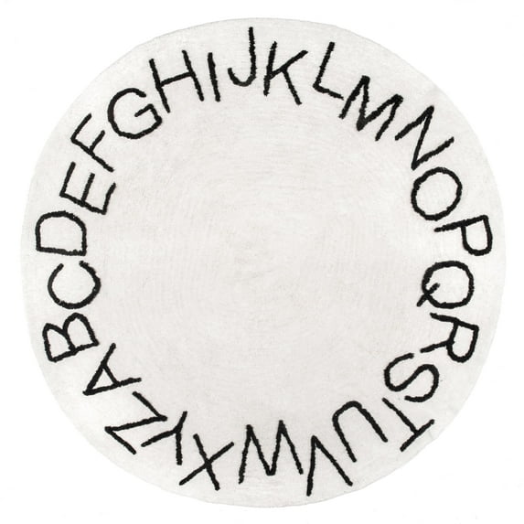 nuLOOM Kids Washable Round Alphabet Area Rug, 4', Ivory