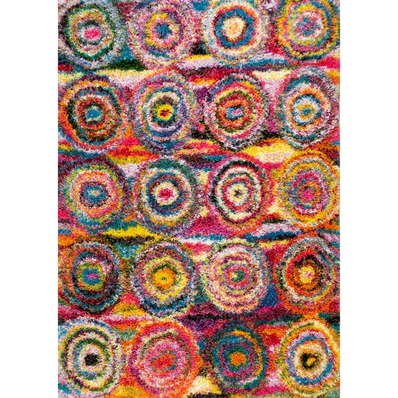 nuLOOM Kindra Circles Shag Area Rug, 9' 2" x 12', Multi