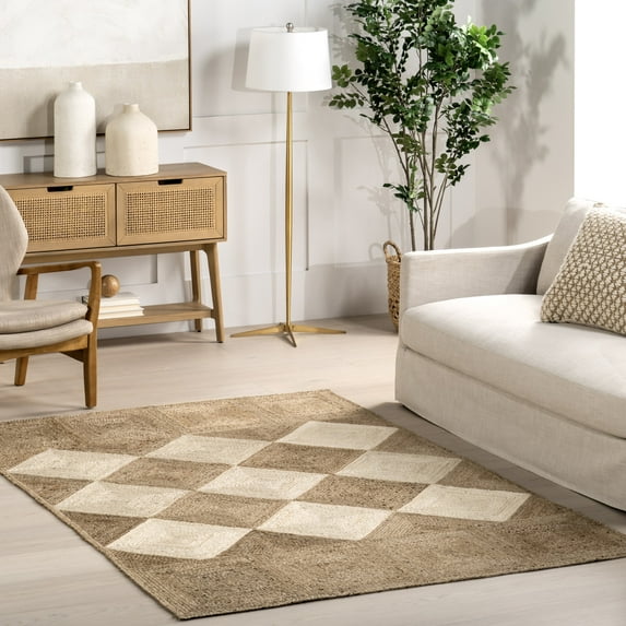 nuLOOM Kiraz Diamond Trellis Jute Area Rug, 7' 6" x 9' 6", Natural