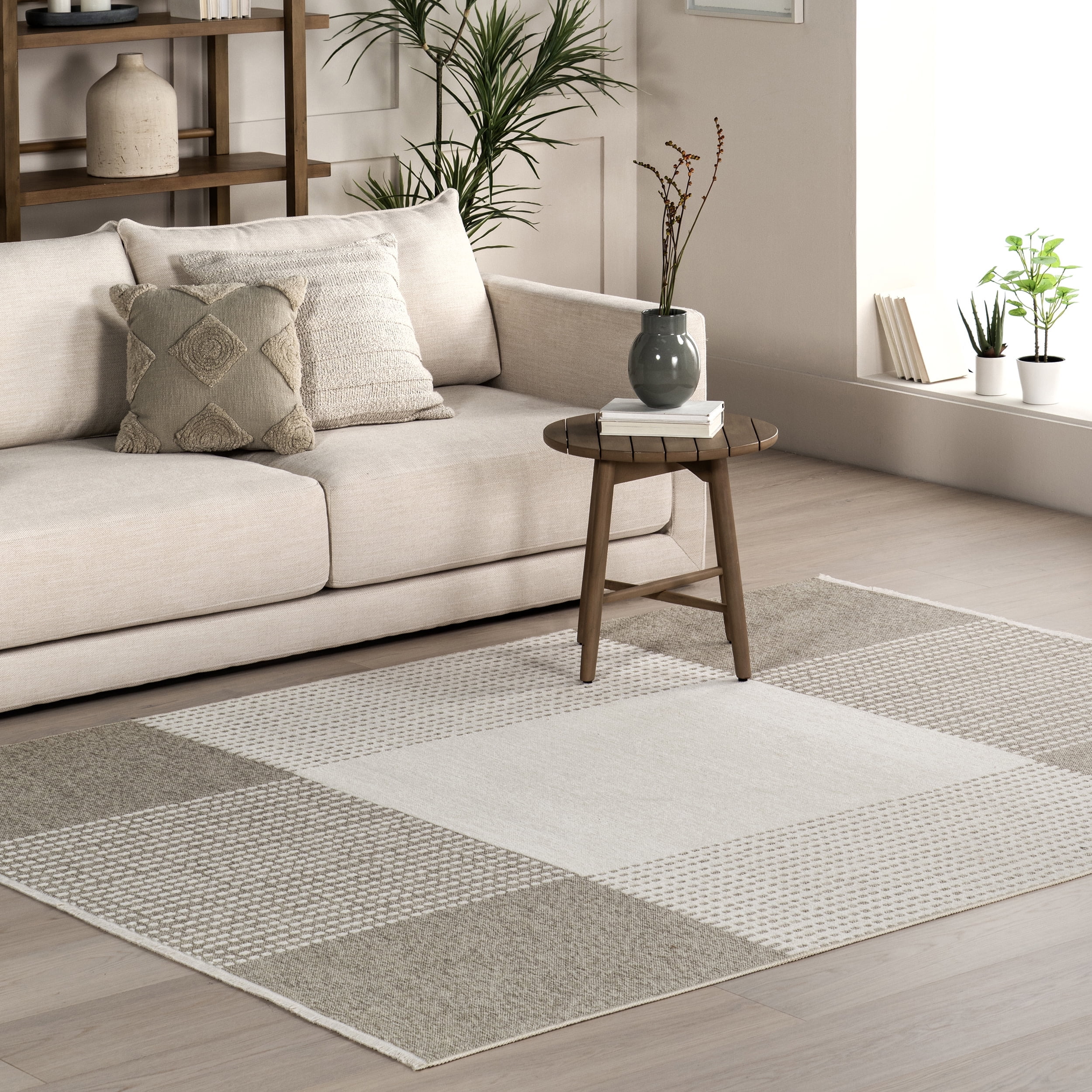 Kirby Cream Geometric Reversible Cotton Runner Rug