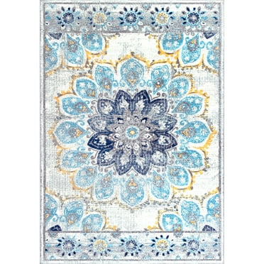 nuLOOM Kiyoko Vintage Floral Area Rug, 4' x 6', Blue